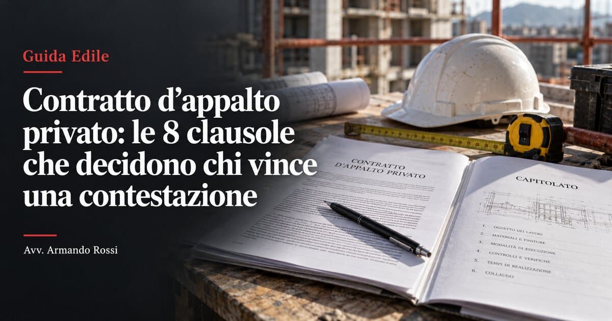 Contratto d’appalto privato: le 8 clausole che decidono chi vince una contestazione