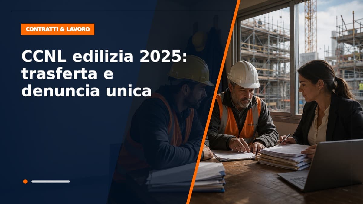 CCNL edilizia 2025: nuova trasferta nazionale e denuncia unica telematica